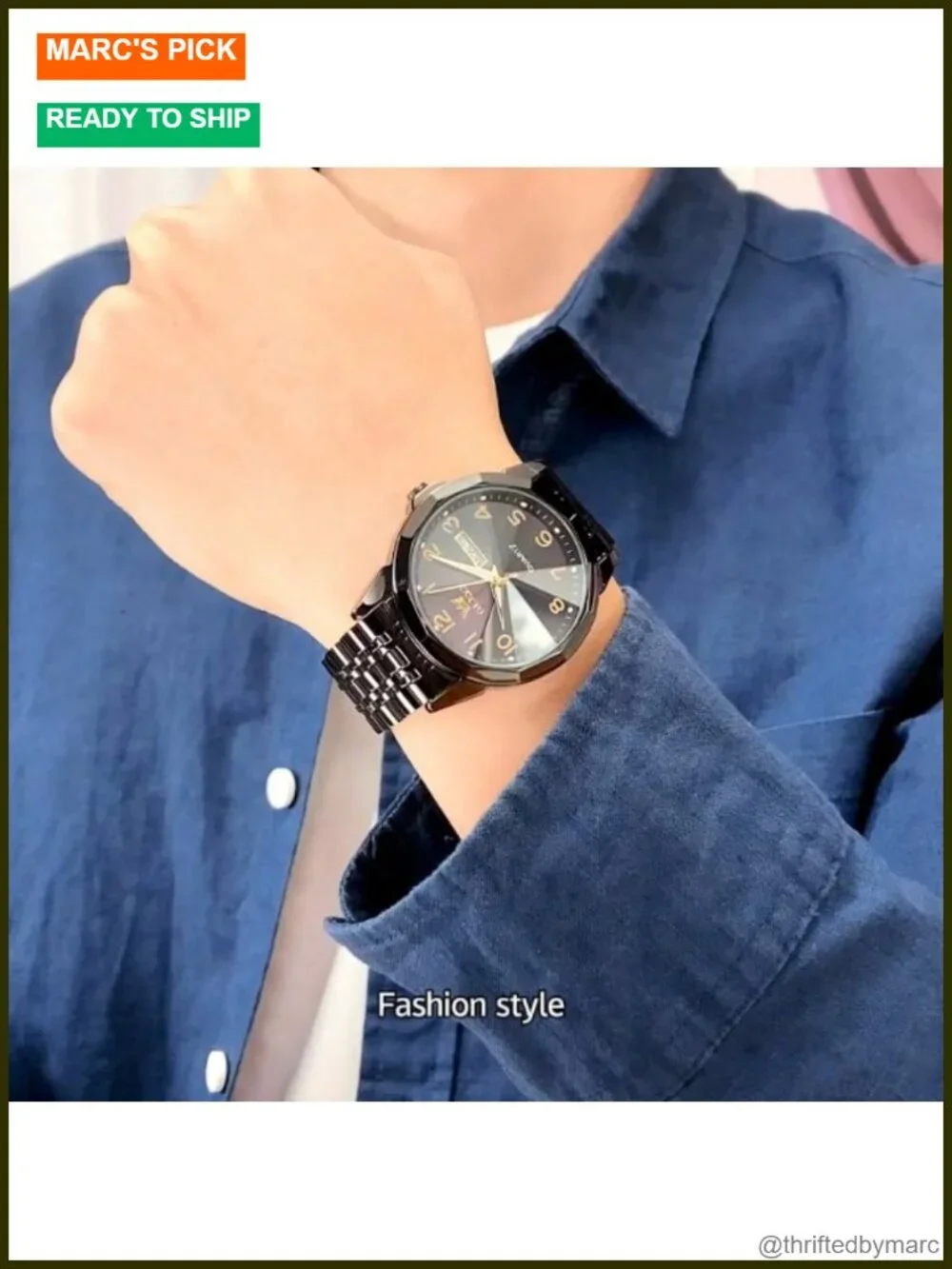 Dress Stainless Steel Analog Quartz Day-Date Water Resistant Men's Wrist Watch